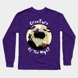 Creature of the Night Black Cat Witch Halloween Art Long Sleeve T-Shirt